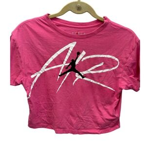 Jordan Air Pink Cropped T Shirt Girls Youth Medium Athletic Casual